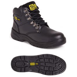 Sterling SS806SM Leather Hiker Safety Work Boot Steel Toe Cap Lightweight Black 